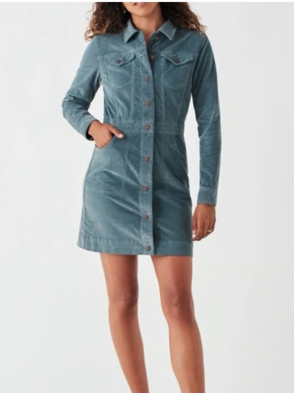Faherty Women’s Corduroy Mini Dress in gorgeous Slate Blue - size XS